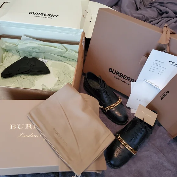 Burberry Shoes Burberry Link Detail Leather Brogues Mens Dress